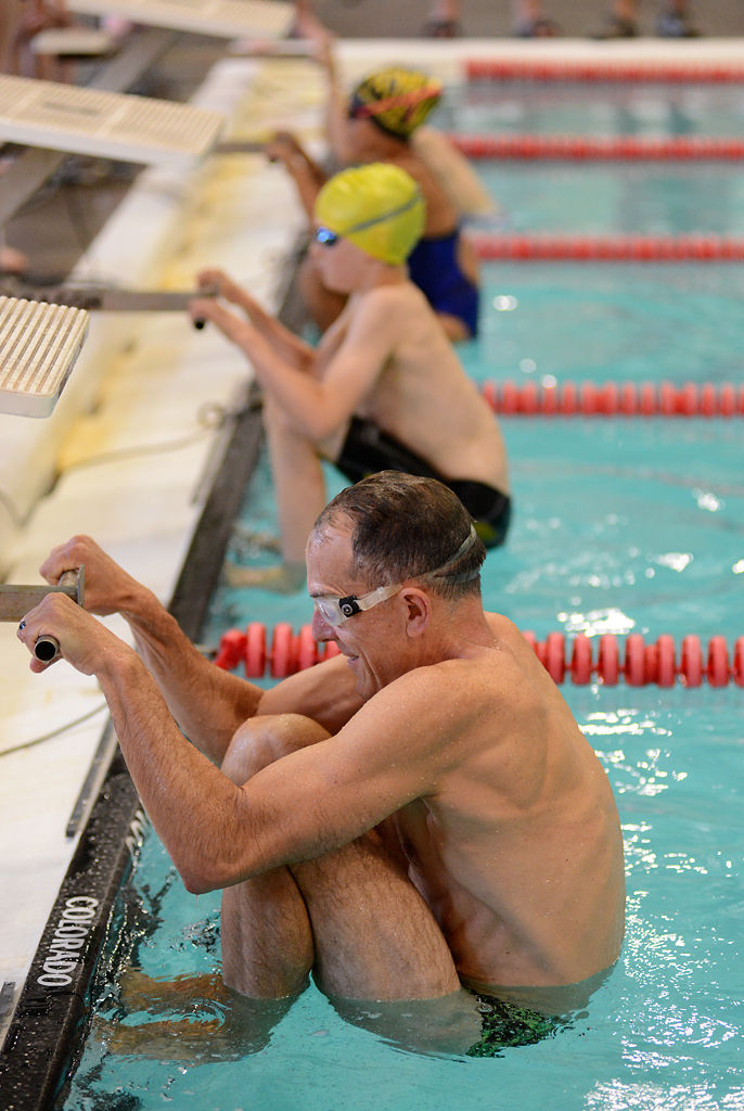 Joe Bechtold, 52, competes in the mixed 200-yard medley relay